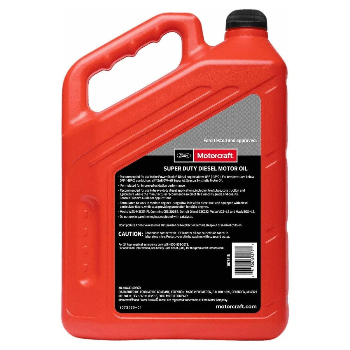 Motorcraft Super Duty Diesel Motor Oil 10W-30 - 5 Quart Jug, 3-Pack (XO-10W30-5Q3SD)