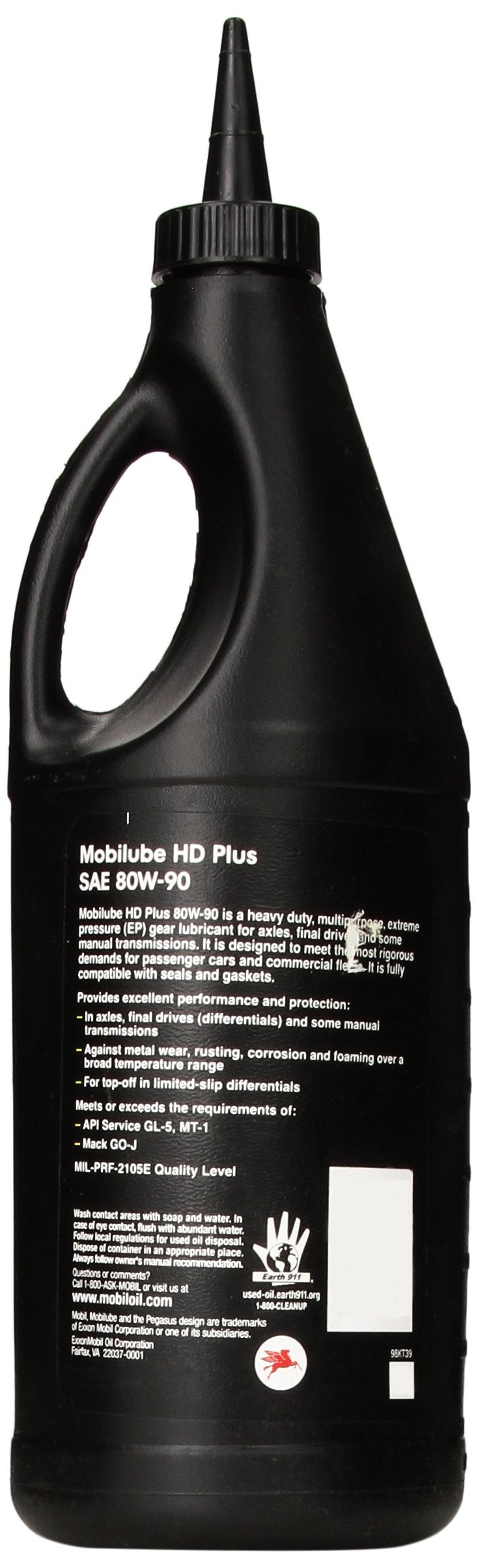 Mobilube HD Plus 80W-90 gear oil, 1 quart bottle, view 2