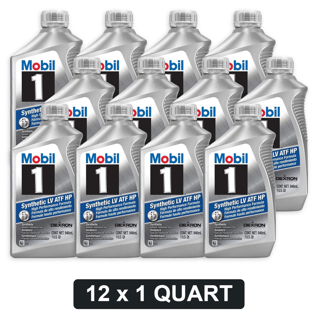 Mobil 1 Synthetic LV ATF HP DEXRON HP transmission fluid, 1 quart bottles