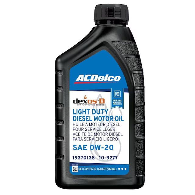ACDelco dexos D 0W-20 Light Duty Diesel Motor Oil, 1 quart bottle, GM 19370138 / ACDelco 10-9277