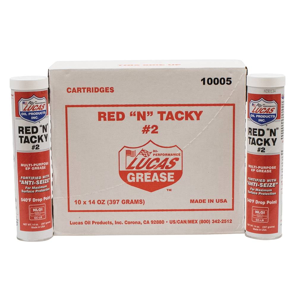 Lucas Oil Red N Tacky grease 10005, 14 oz cartridge, case of 10