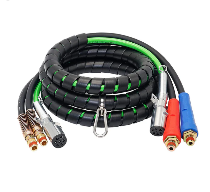 15ft 3 in 1 ABS & Air Line Hose Wrap 7 Way Electrical Cable Semi Truck Trailer