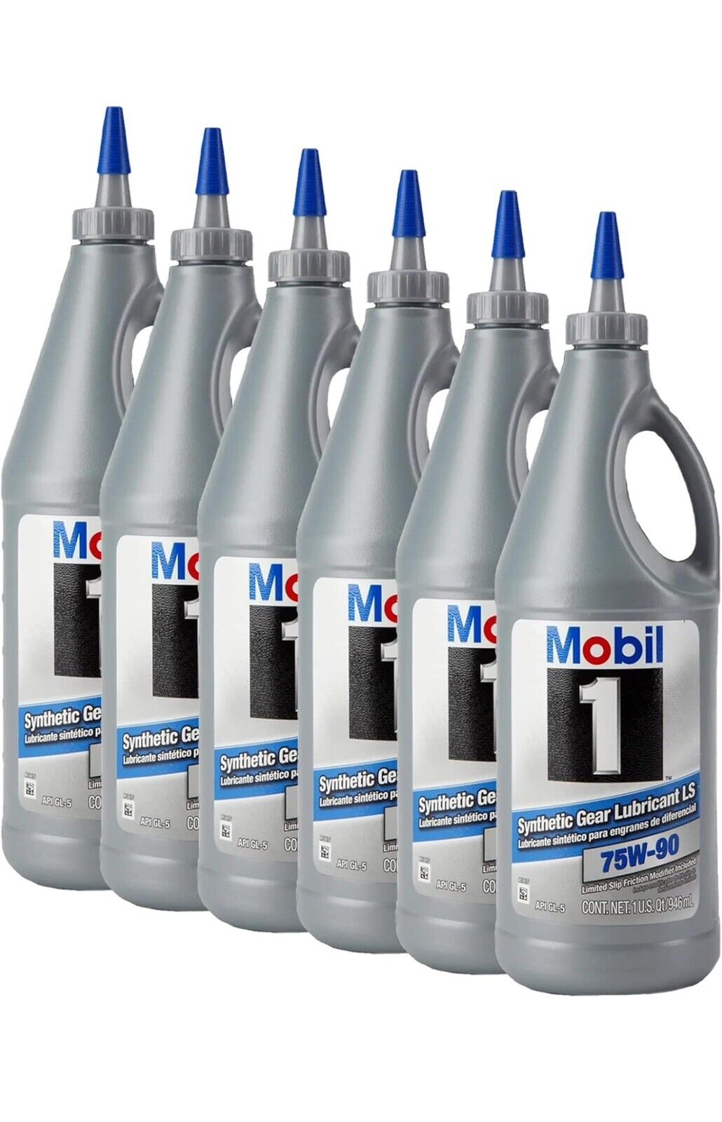 Mobil 1 Synthetic Gear Lube LS 75W-90, 6-pack of 1 quart bottles