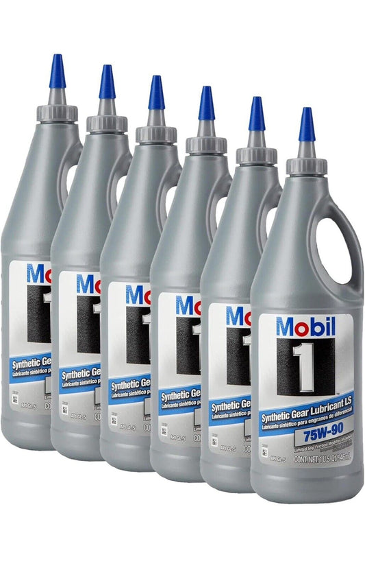 Mobil 1 Synthetic Gear Lube LS 75W-90, 6-pack of 1 quart bottles