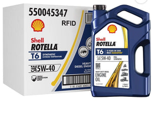 3 PACK Shell Rotella T6 Full Synthetic 5W-40 Diesel Engine Oil, 1 Gallon