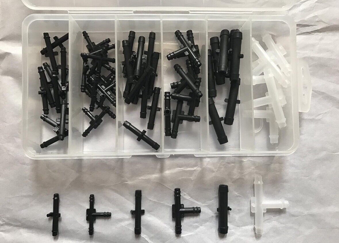 60 Pieces Vacuum Fitting Assortment - Sizes: 1/8", 3/16", 1/4"