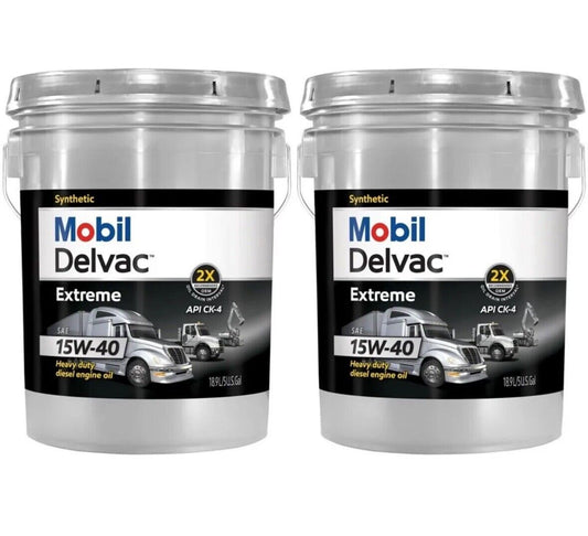 Mobil Delvac Extreme 15W-40 full synthetic diesel oil, two 5 gallon pails