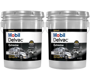 (2 Pack) Mobil Delvac Extreme Heavy Duty Full Synthetic Diesel Oil 15W-40, 5 gal