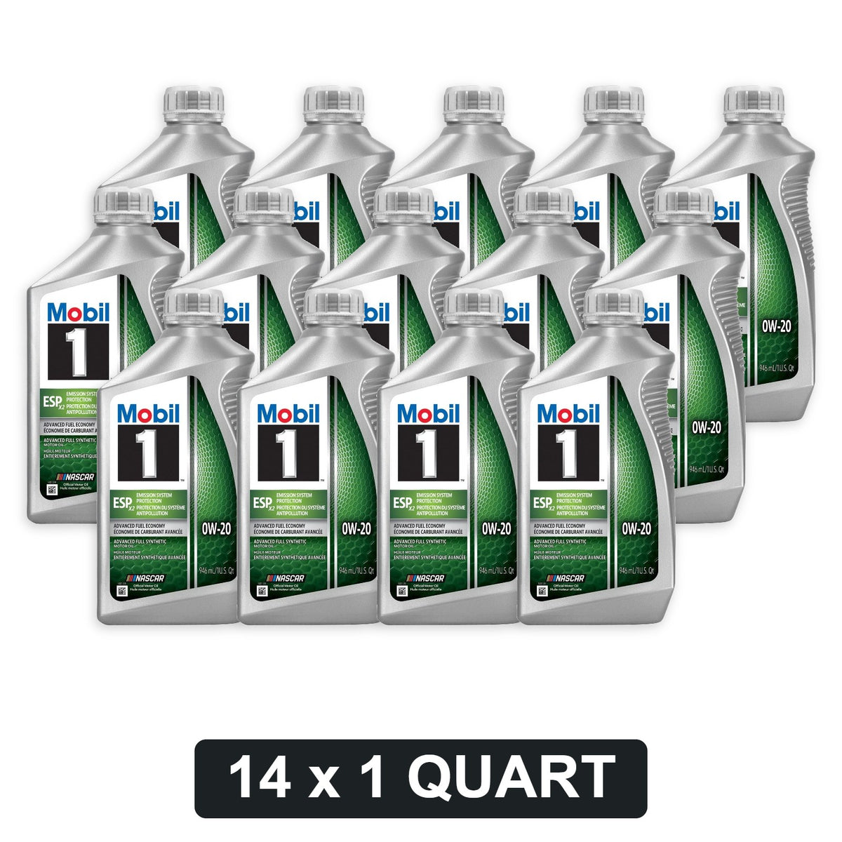 Mobil 1 ESP X2 0W-20 dexos D Full Synthetic Diesel Oil for 3.0L Duramax - 1 Quart, 14-Pack (125386)