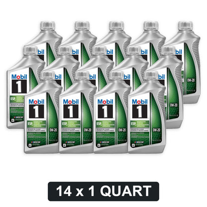 Mobil 1 ESP X2 0W-20 dexos D Full Synthetic Diesel Oil for 3.0L Duramax - 1 Quart, 14-Pack (125386)