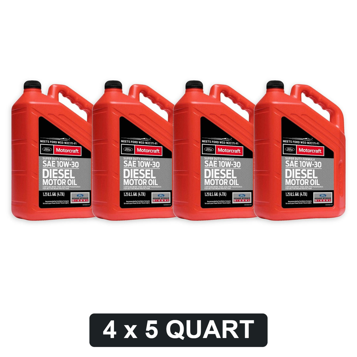 Motorcraft 10W-30 Super Duty Diesel Oil for 6.7L Power Stroke - 5 Quart Jug, 4-Pack (XO-10W30-5Q3SD)