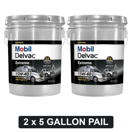 Mobil Delvac Extreme 15W-40 Full Synthetic Diesel Engine Oil - 5 Gallon Pail, 2-Pack