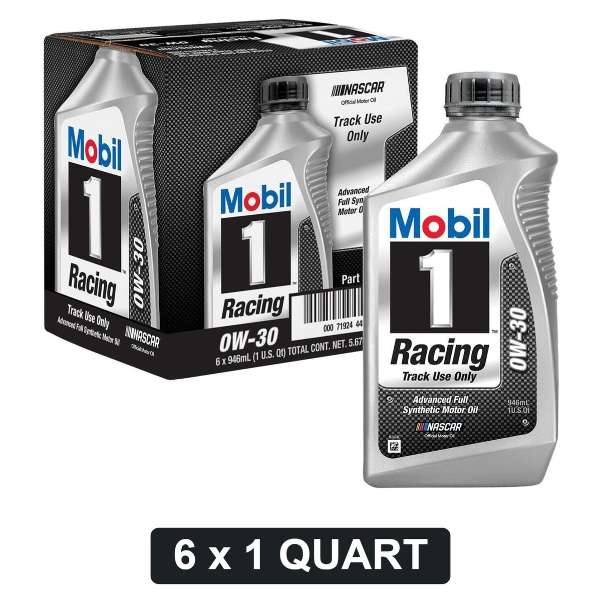 Mobil 1 Racing 0W-30 Full Synthetic Motor Oil - 1 Quart, Case of 6 (44516)