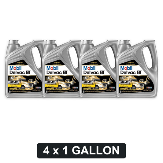 Mobil Delvac 1 ESP 5W-40 Full Synthetic Diesel Engine Oil - 1 Gallon, Case of 4 (122271)