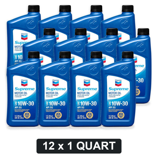 Chevron Supreme 10W-30 Conventional Motor Oil - 1 Quart, Case of 12