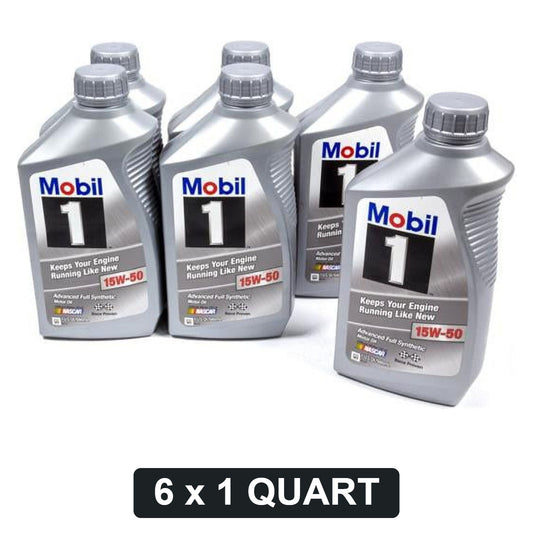 Mobil 1 15W-50 Full Synthetic Motor Oil - 1 Quart, Case of 6 (94002)