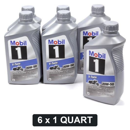 Mobil 1 V-Twin 20W-50 Full Synthetic Motorcycle Oil - 1 Quart, Case of 6 (112630)