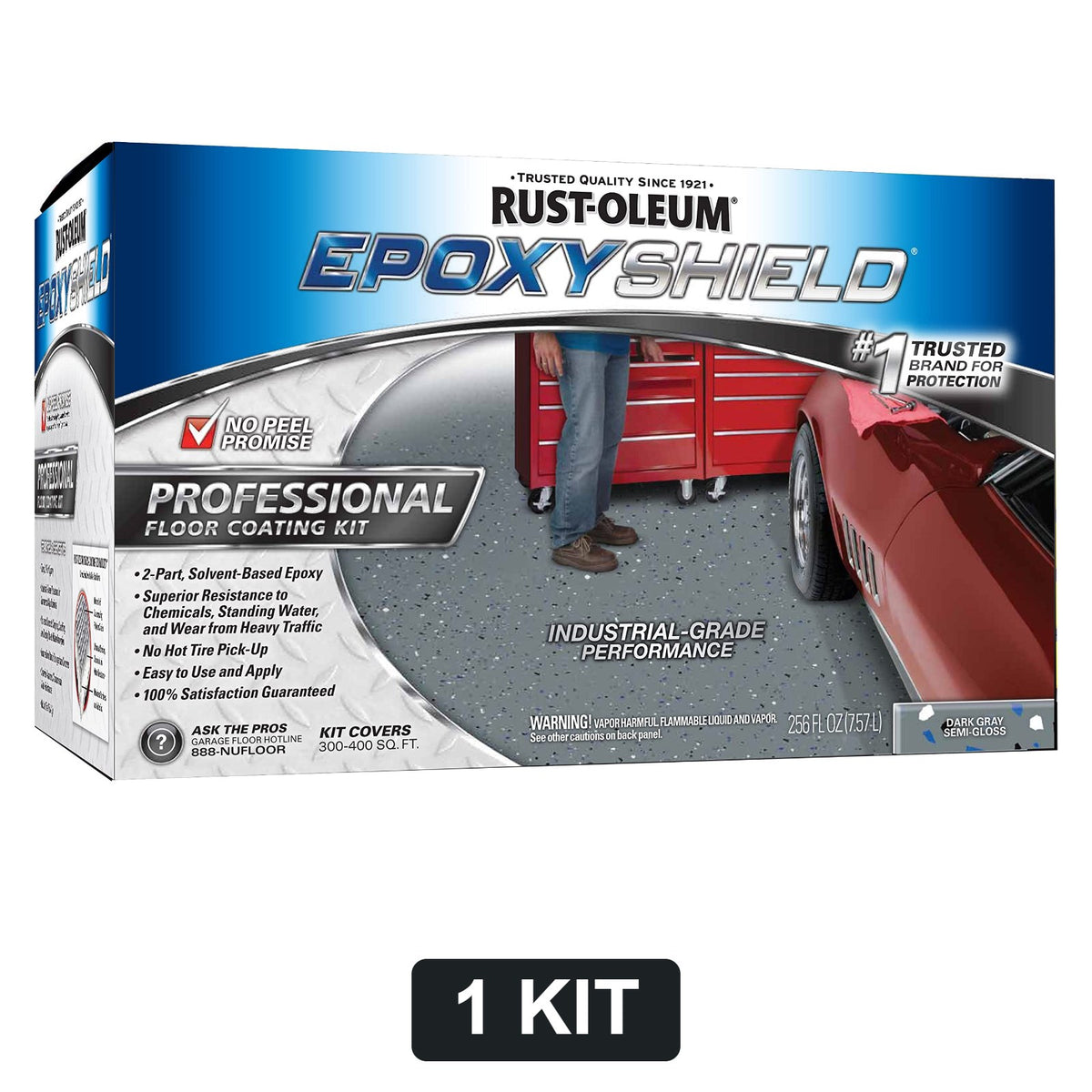 Rust-Oleum EpoxyShield Professional Floor Coating Kit, Dark Gray