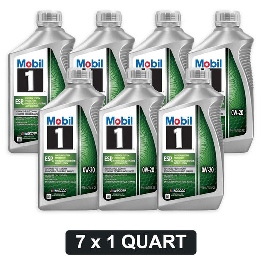 Mobil 1 ESP X2 0W-20 dexos D Full Synthetic Diesel Oil for 3.0L Duramax - 1 Quart, 7-Pack (125386)