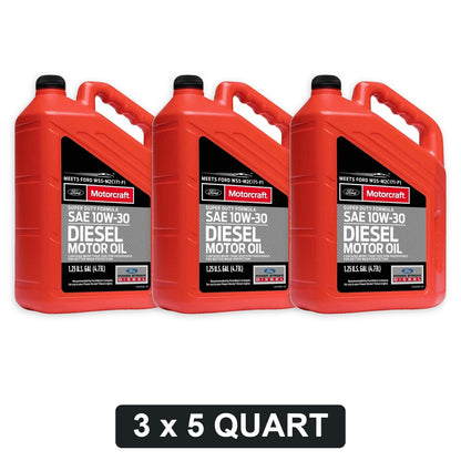 Motorcraft 10W-30 Super Duty Diesel Oil for 6.7L Power Stroke - 5 Quart Jug, 3-Pack (XO-10W30-5Q3SD)