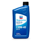 Chevron Supreme SAE 10W-40 motor oil, 1 quart bottle, API SQ