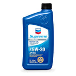 Chevron Supreme Synblend SAE 5W-30 motor oil, 1 quart bottle, API SQ