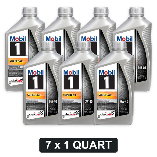 Mobil 1 Supercar 0W-40 full synthetic motor oil, 7 x 1 quart bottles