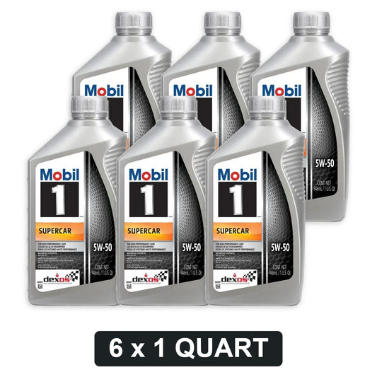 Mobil 1 Supercar 5W-50 full synthetic motor oil, 6 x 1 quart bottles