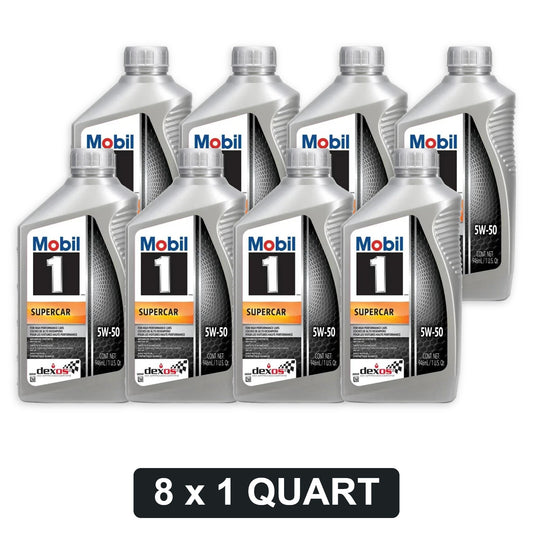 Mobil 1 Supercar 5W-50 full synthetic motor oil, 8 x 1 quart bottles