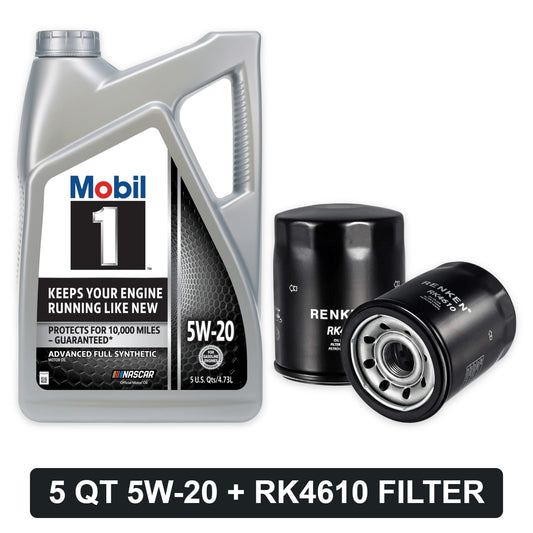 Oil change kit for 2003-2007 Honda Accord 2.4L: Mobil 1 5W-20 5 quart and RENKEN RK4610 oil filter