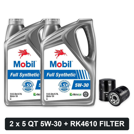 Oil change kit for Nissan Frontier / Xterra 4.0L V6: Mobil 1 5W-30 2 x 5 quart and RENKEN RK4610 oil filter