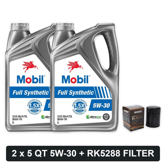 Oil change kit for 2002-2009 Chevy TrailBlazer 4.2L: Mobil 1 5W-30 2 x 5 quart and RENKEN RK5288 oil filter