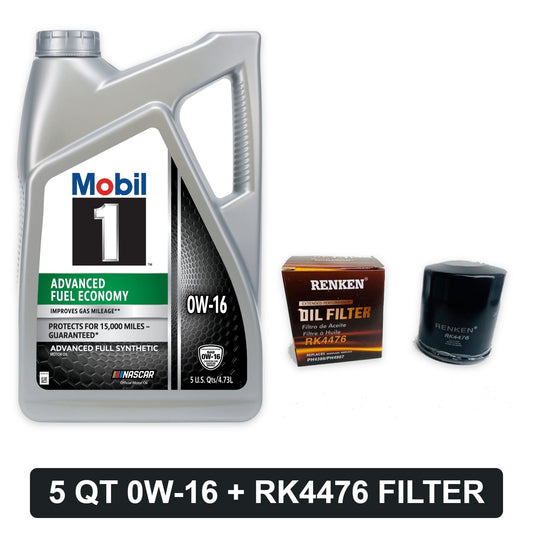 Oil change kit for 2019-2024 Toyota RAV4 2.5L: Mobil 1 0W-16 5 quart and RENKEN RK4476 oil filter
