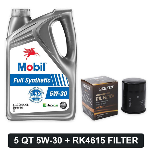 Oil change kit for 2005-2008 Subaru Legacy / Outback 2.5i: Mobil 1 5W-30 5 quart and RENKEN RK4615 oil filter