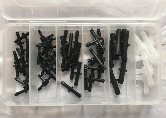 Vacuum Fitting Assortment - 60 Pieces, 1/8", 3/16" and 1/4"