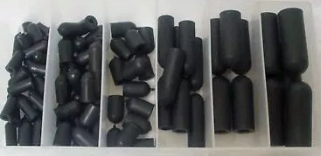 Rubber Vacuum Cap Assortment, 6 Sizes - 90 Pieces