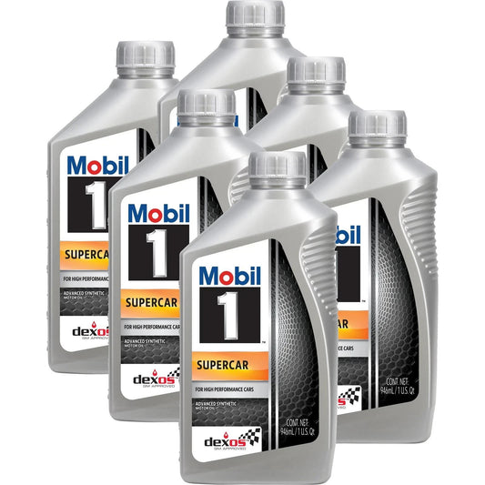 Mobil 1 Supercar 5W-50 Full Synthetic Motor Oil, dexos R - 1 Quart, 8-Pack (127372)