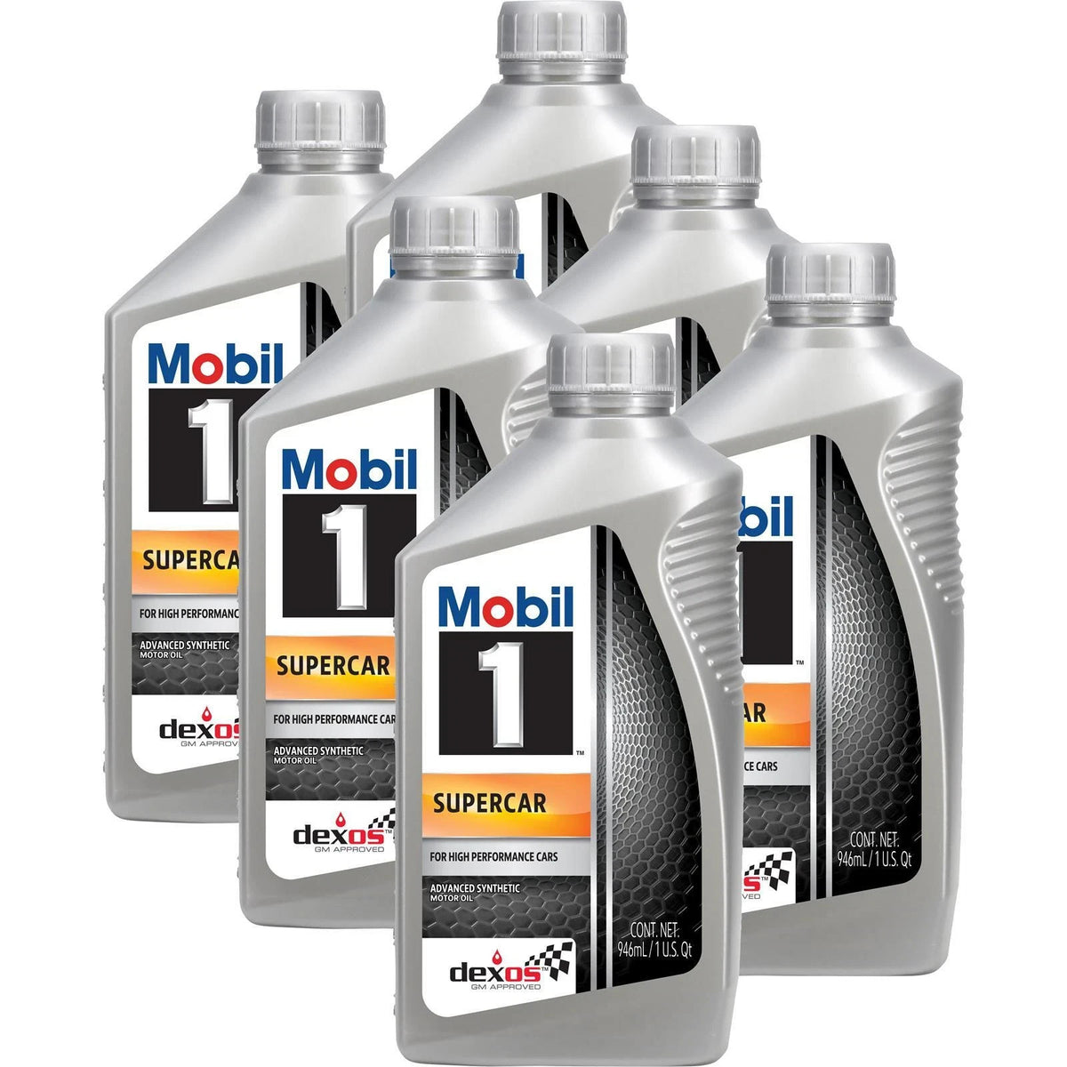 Mobil 1 Supercar 5W-50 Full Synthetic Motor Oil, dexos R - 1 Quart, 10-Pack (127372)