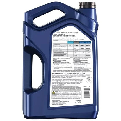 Shell Rotella T6 15W-40 Full Synthetic Diesel Engine Oil - 1 Gallon, Case of 3