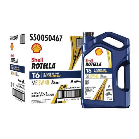 Shell Rotella T6 15W-40 full synthetic diesel engine oil, 1 gallon, 3-pack