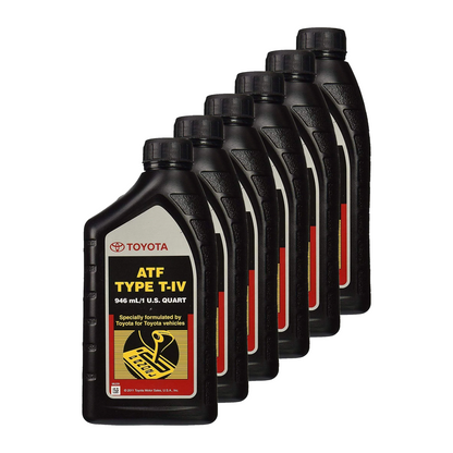 Toyota Genuine ATF Type T-IV transmission fluid, 6-pack of 1 quart bottles