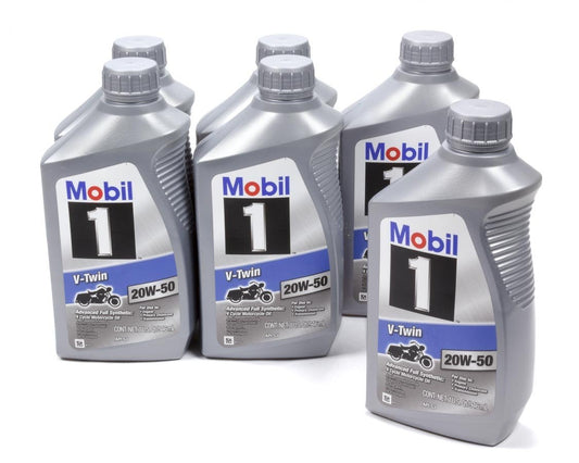 Mobil 1 V-Twin 20W-50 full synthetic motorcycle oil, 6-pack of quarts