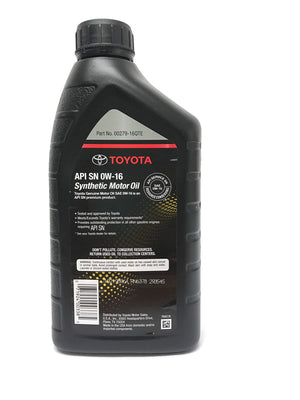 Toyota Genuine SAE 0W-16 Synthetic Motor Oil Pack of 6 (6 x 1 U.S QUART)