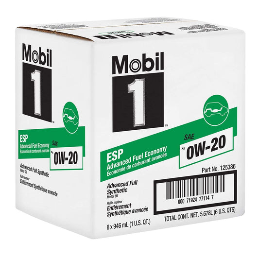 Mobil 1 ESP X2 0W-20 full synthetic motor oil, case of six 1 quart bottles