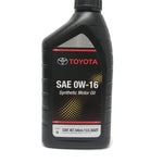 Toyota Genuine SAE 0W-16 Synthetic Motor Oil Pack of 6 (6 x 1 U.S QUART)