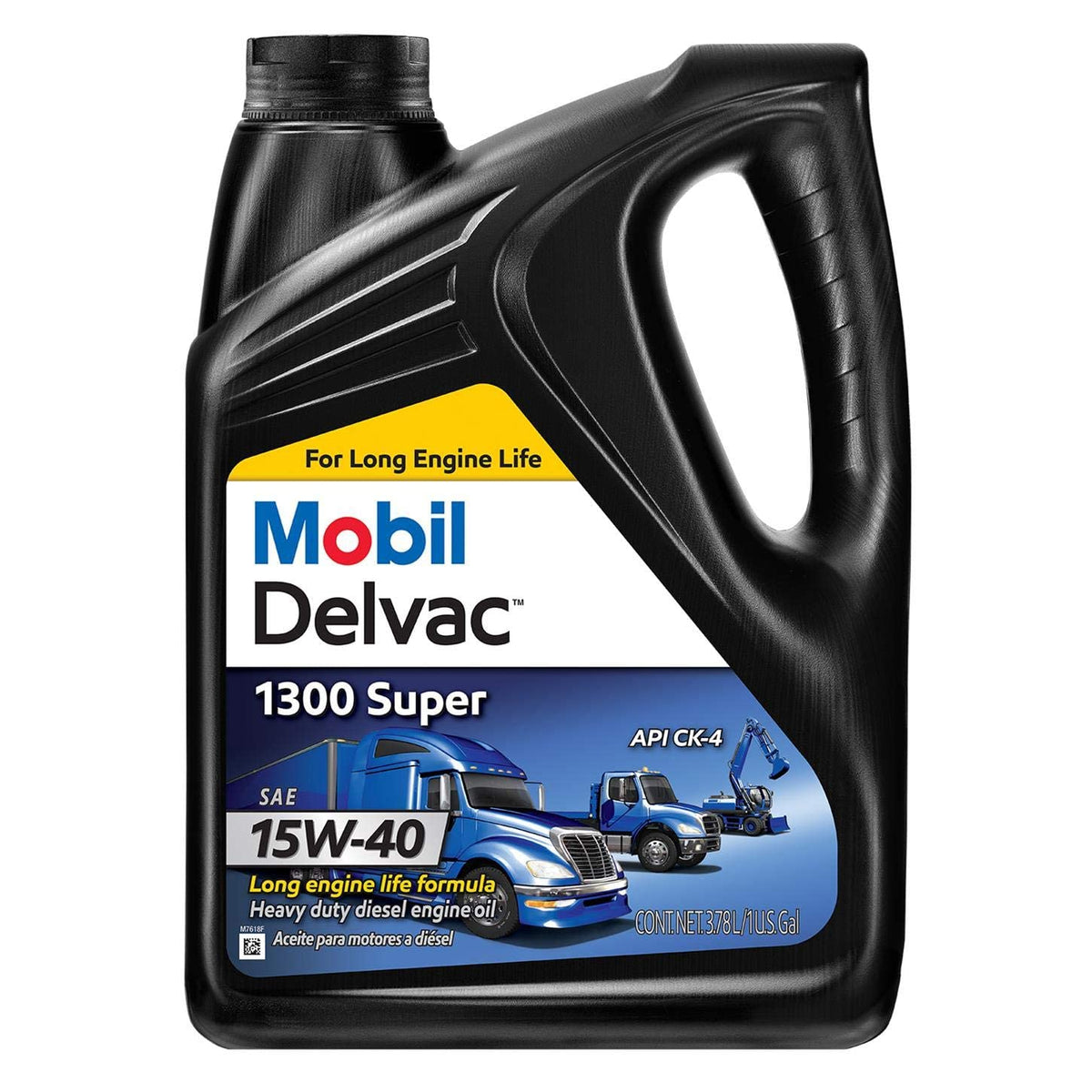 Mobil Delvac 1300 Super 15W-40 diesel oil, case of four, view 2