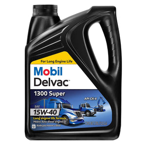 Mobil 1 122492 Delvac 1300 Super SAE 15W-40 Synthetic Blend Diesel Motor Oil, 1 Gallon x 4