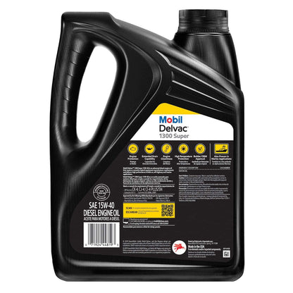 Mobil Delvac 1300 Super 15W-40 diesel oil, case of four, view 3